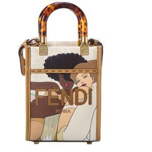Fendi White Tote Bag with Tortoiseshell Handles